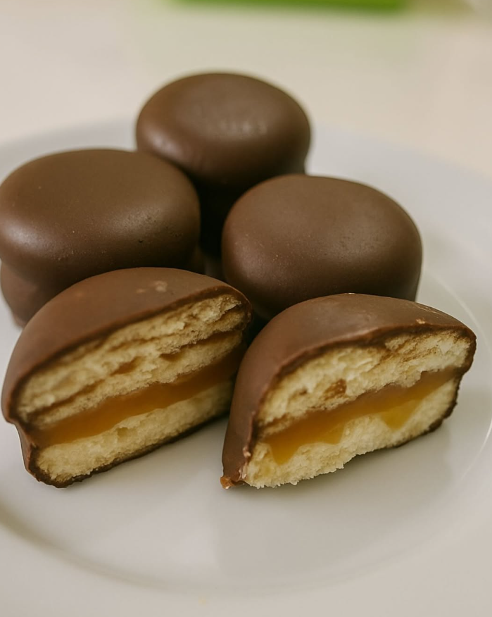 Biscoitos cobertos de chocolate